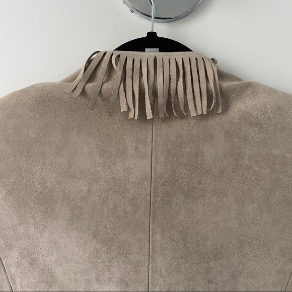 Calvin Klein Gray Fringe Suede Jacket - Picture 6 of 7